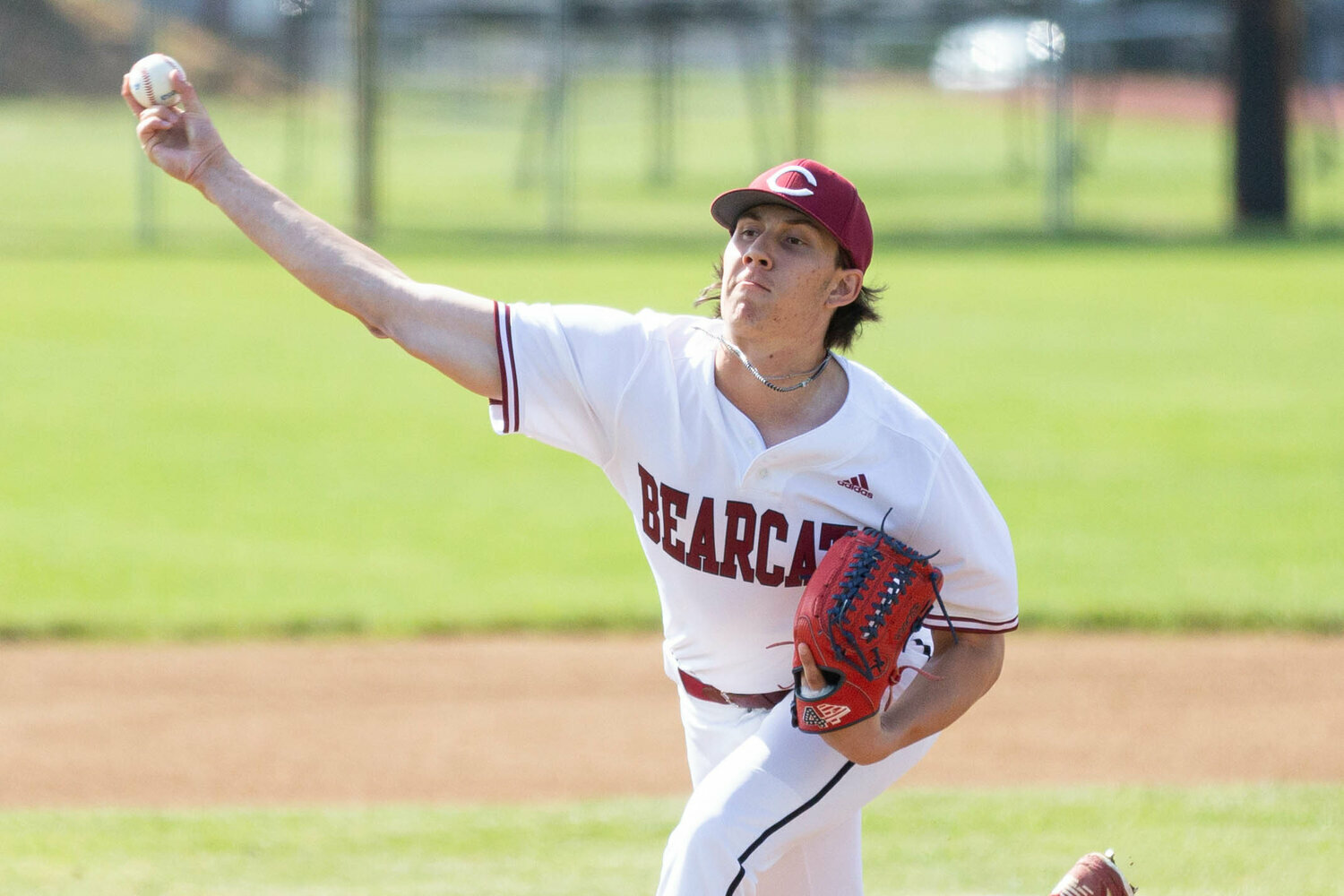 W.F. West's Hunter Lutman releases a pitch against Port Angeles in the opening round of state in Chehalis May 20.