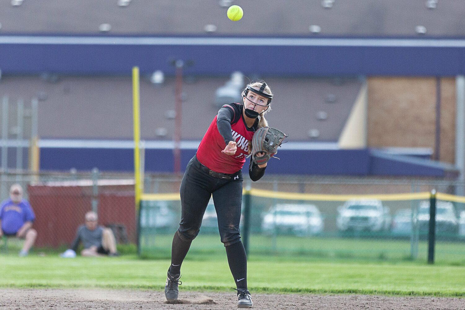 Mossyrock shortstop Hailey Brooks throws to first for an out against Onalaska May 8.
