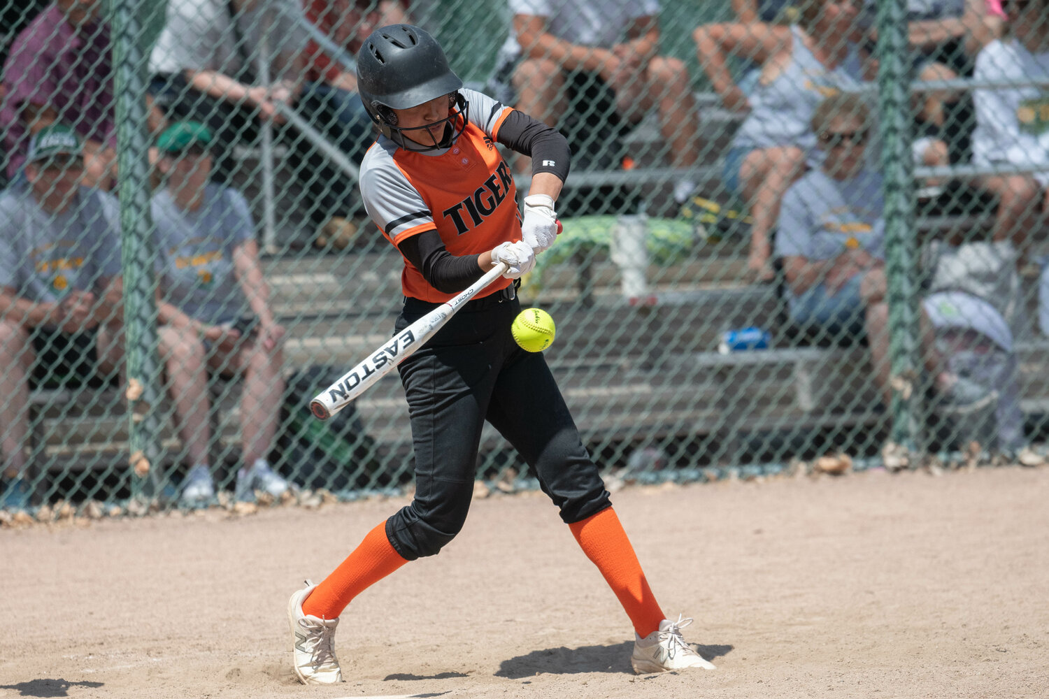Judy Vallejo takes a cut during Centralia's 5-4 loss to Lynden in the first round of the 2A state tournament, May 26 in Selah.
