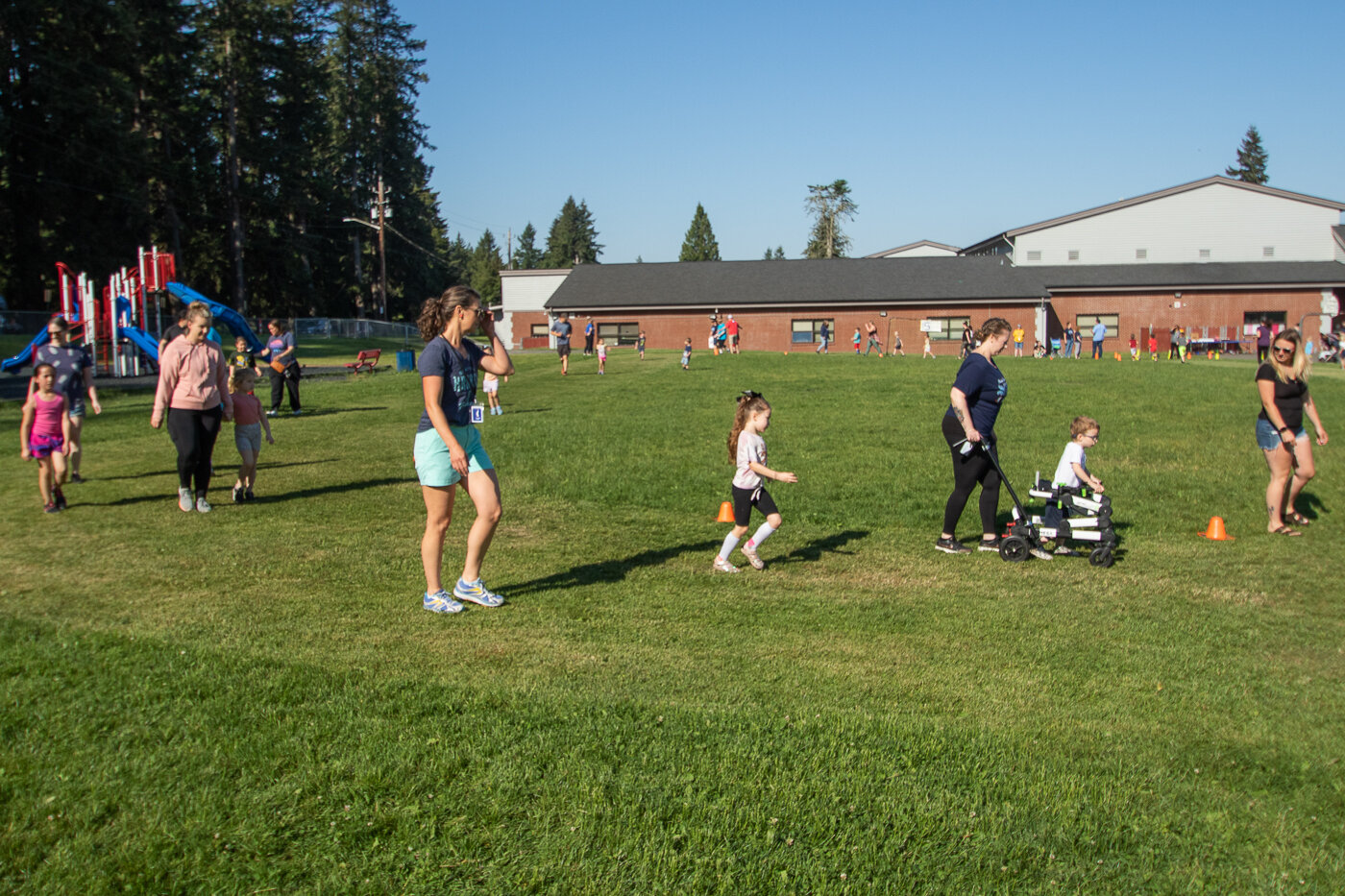Parkside Elementary School students, their teachers and parents participate in the school's annual Jog-A-Thon fundraising event Friday morning in Tenino.