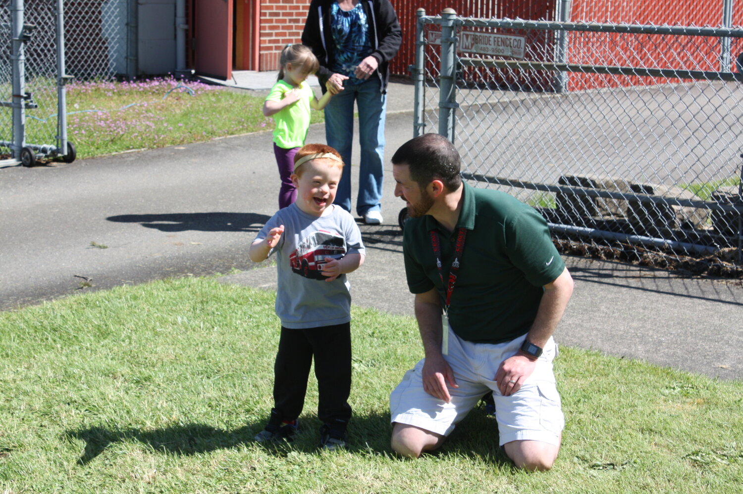 Teacher Jeff Thummel and his son Lucas are pictured during the annual Jog-A-Thon in 2016.