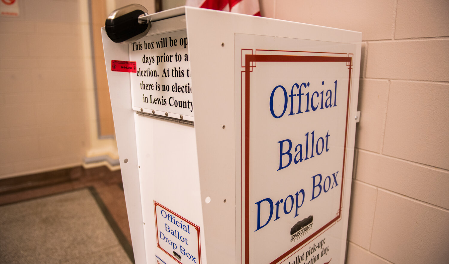 A ballot box is seen locked up after August primary voting came to a close on Tuesday, August 1.