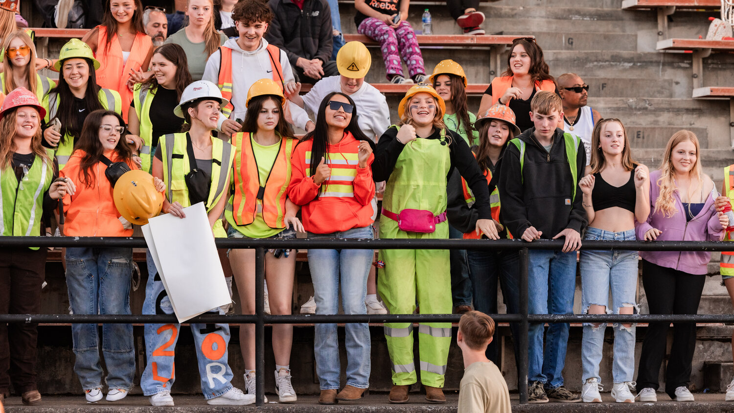 Centralia students don construction clothing at Centralia's game against Aberdeen on Sept. 15.