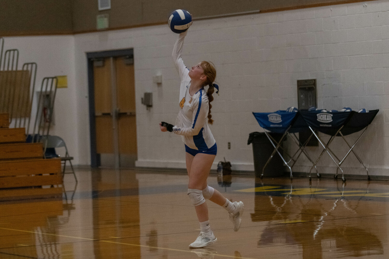Taylor Koehn serves the ball during Rochester's loss to Tenino on Sept. 18.