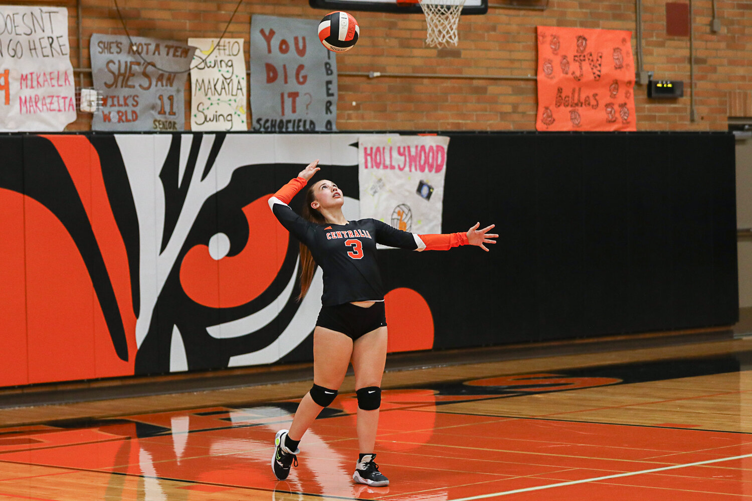 Heaven Jacobson serves during Centralia's three-set sweep of W.F. West on Sept. 21.