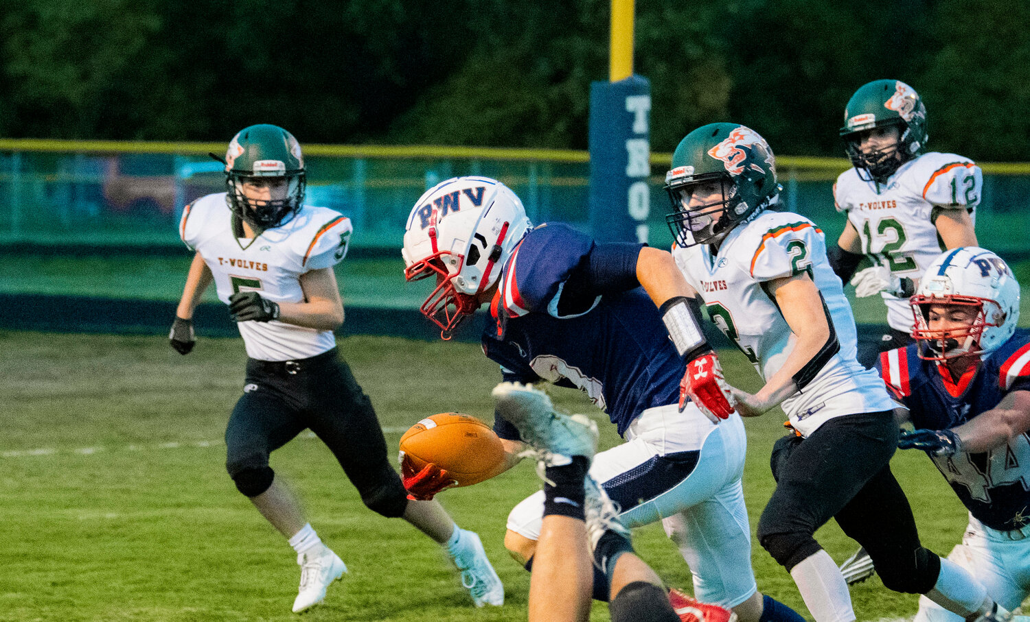 Pe Ell-Willapa Valley wide receiver Blaine King breaks free from the Morton-White Pass on Friday night for a touchdown in Pe Ell.