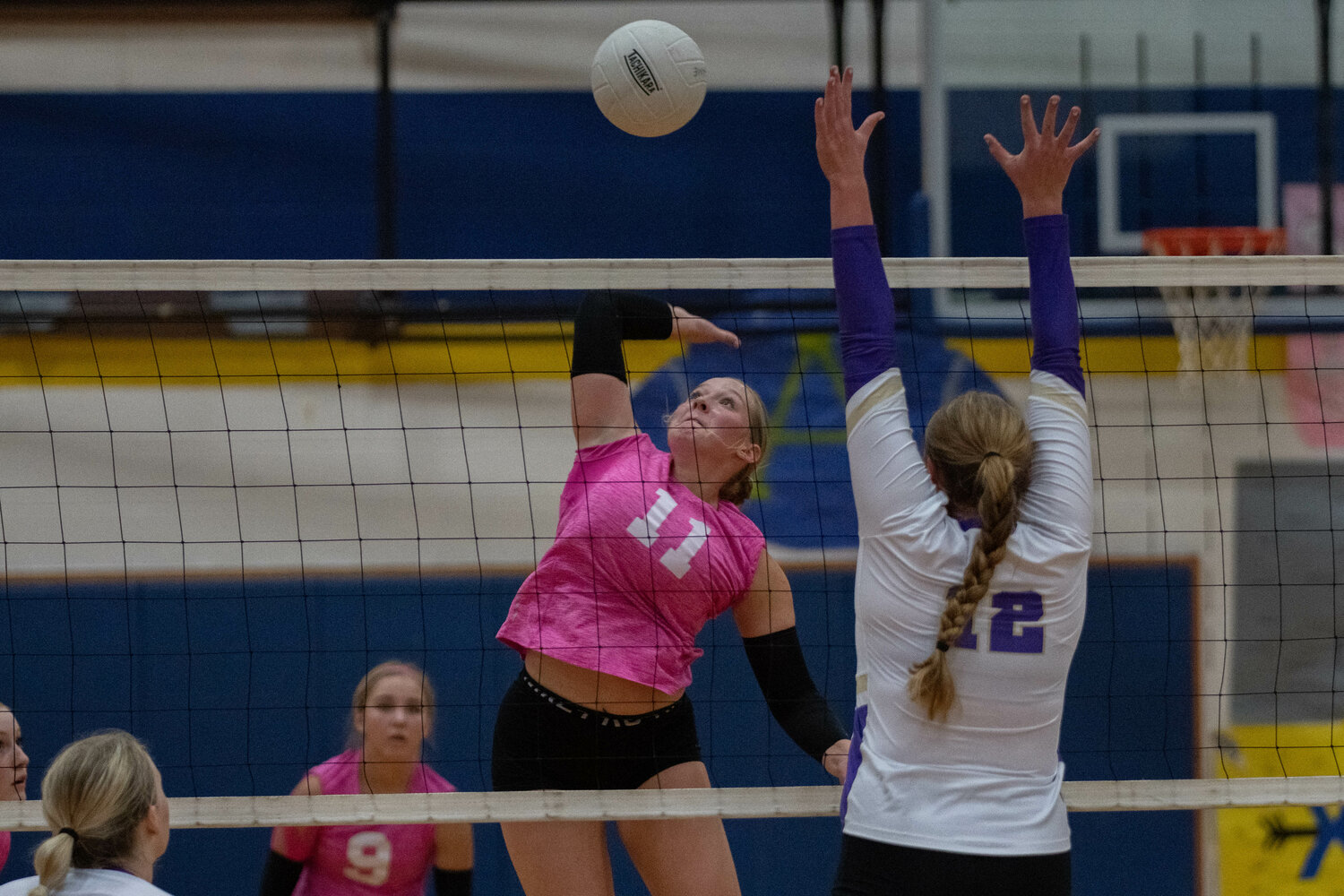 Kendall Humphrey winds up to spike the ball during Adna's sweep of Goldendale on Oct. 13.