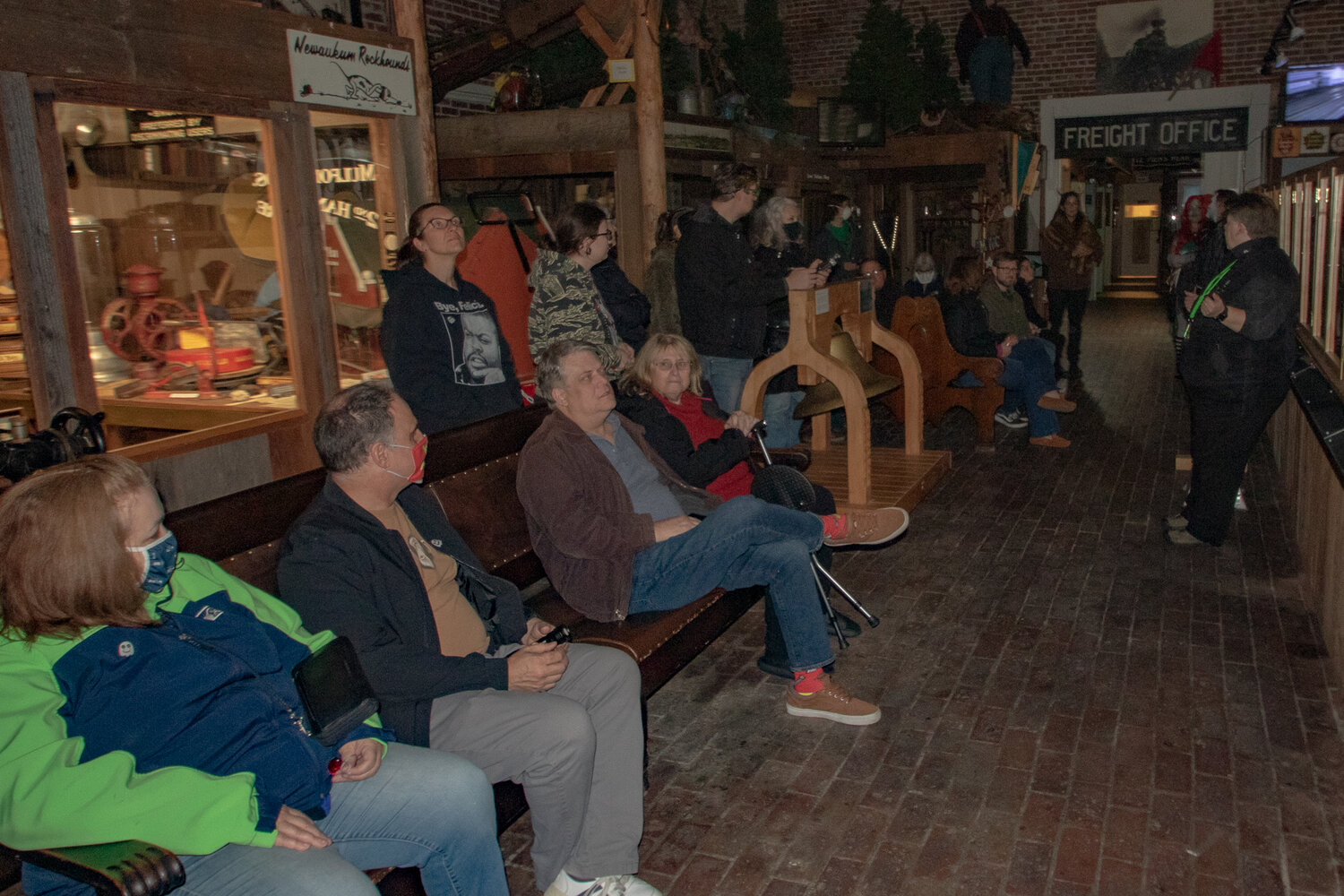 Patty Valdez of South Sound Paranormal Research talks to ghost tour attendees on Saturday, Oct. 28, at the Lewis County Historical Museum in Chehalis.