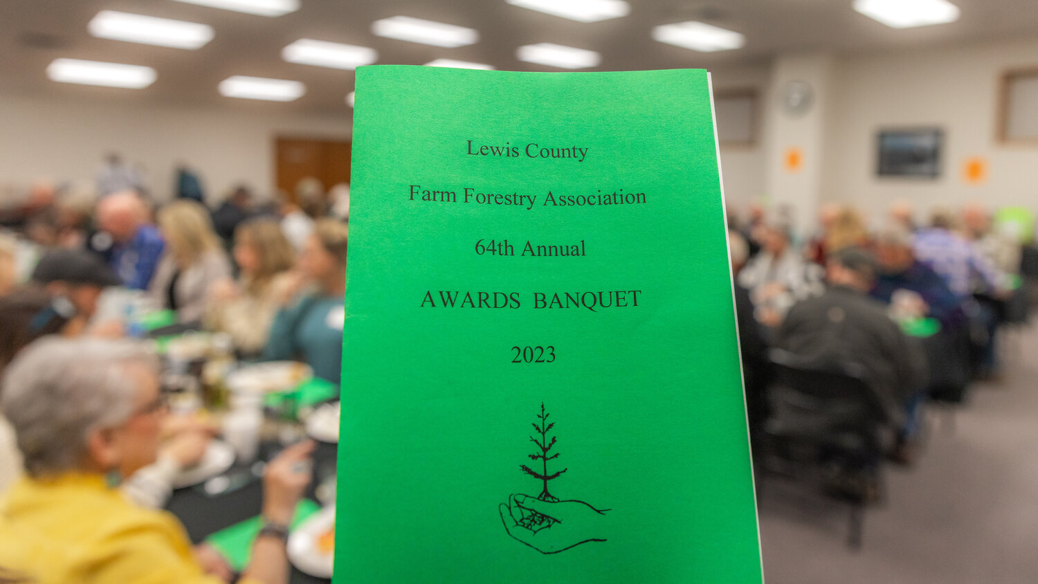 Attendees gather for the Lewis County Farm Forestry Association awards banquet in Chehalis on Tuesday, Nov. 14.