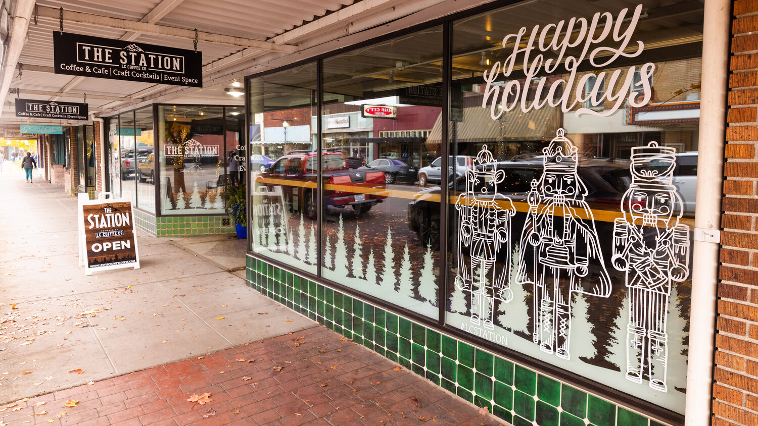 Nutcracker window art is displayed outside The Station powered by Lewis County Coffee Company in downtown Centralia on Friday, Nov. 17.