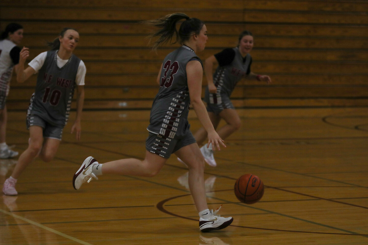 Makenzie Dotson brings the ball up the court during W.F. West's practice on Nov. 21.