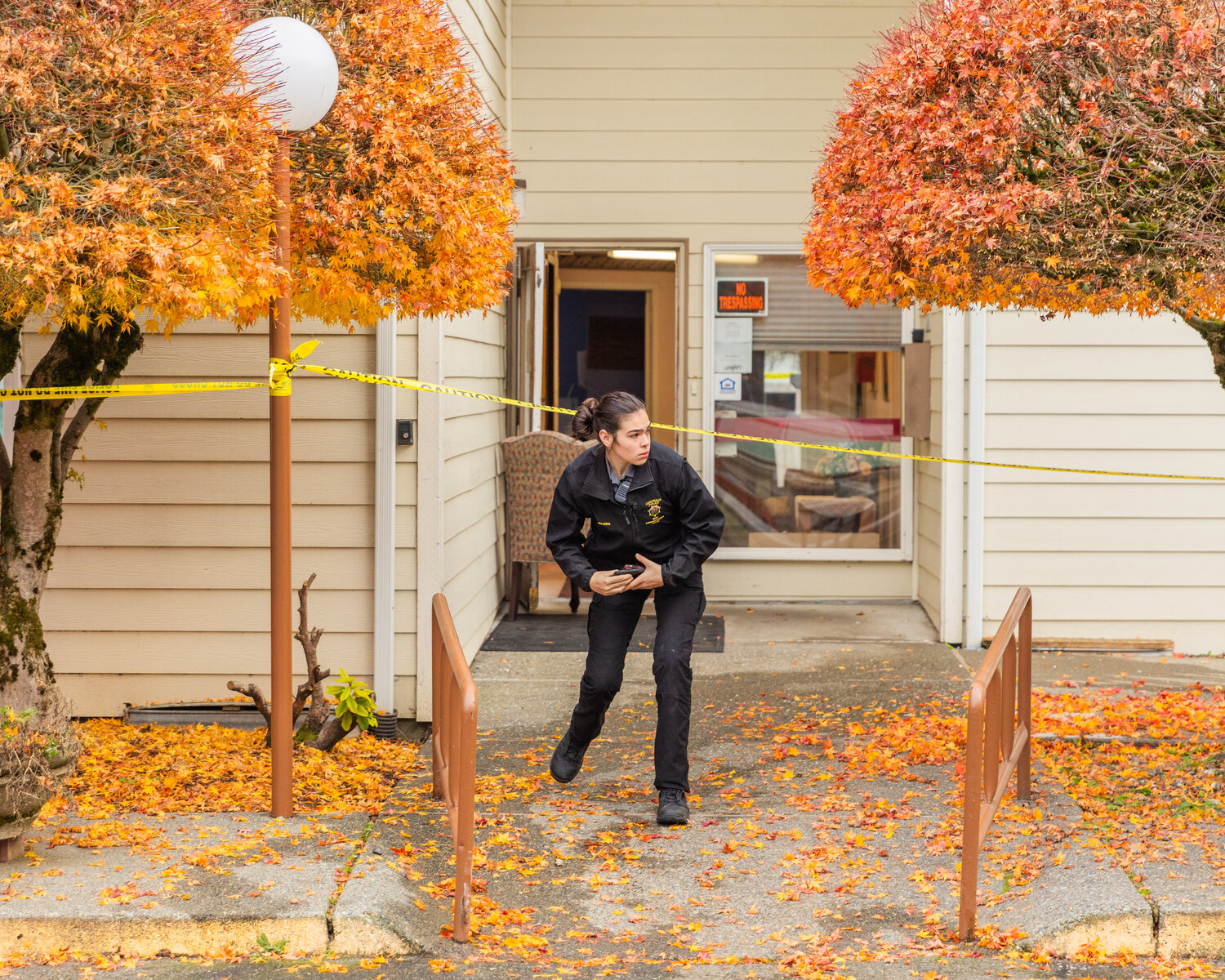 Centralia police respond following a fire at the Centralia Manor Apartments on Wednesday, Nov. 29.