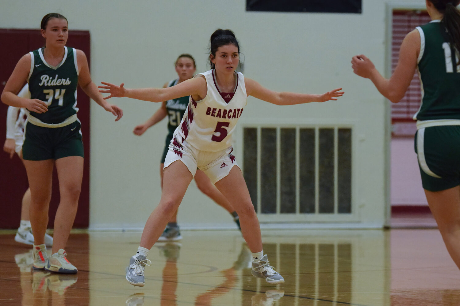 Ellie Clinton sets up on defense during W.F. West's 57-24 win over Port Angeles on Dec. 2.