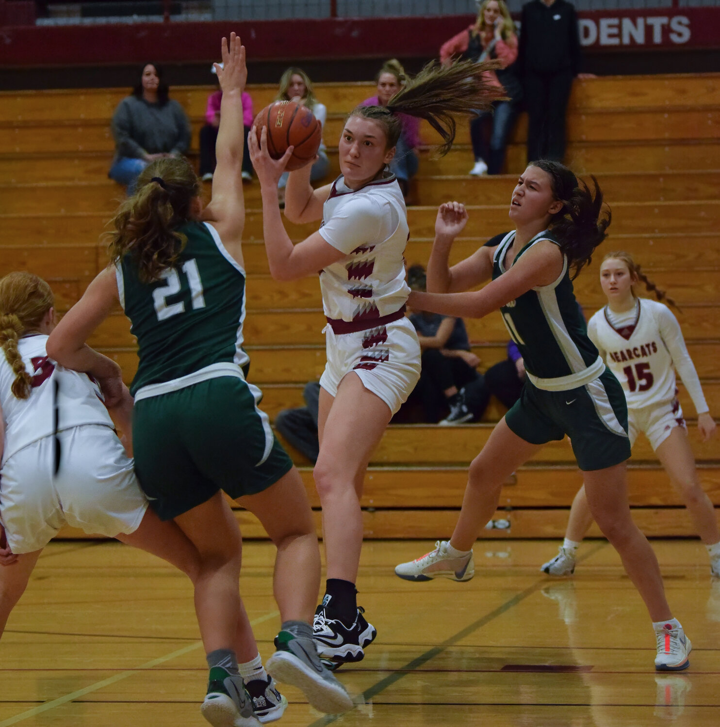 Julia Dalan comes down with a rebound during W.F. West's 57-24 win over Port Angeles on Dec. 2.