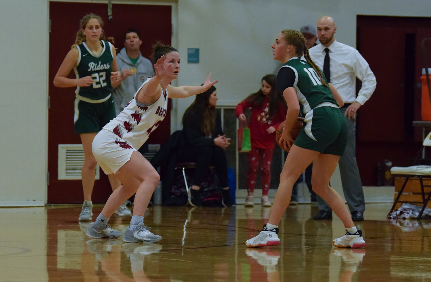 Amanda Bennett guards a Roughrider during W.F. West's 57-24 win over Port Angeles on Dec. 2.