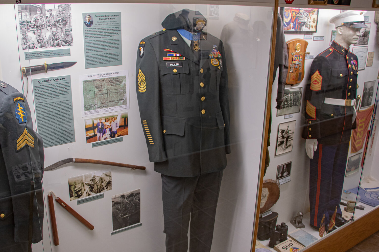 A new display at the Veterans Memorial Museum in Chehalis is seen on Friday, Jan. 5, featuring the Medal of Honor of Vietnam veteran and U.S. Army Green Beret Franklin Douglas Miller.