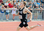Mossyrock’s Matt Cooper, a senior, competes in the 4x100 boys 1B relay in Yakima for the State track and field meet over the weekend. Cooper also won a title in the 1B boys 800 meter run on Saturday, May 27.