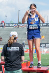 Pe Ell’s third place 100 meter hurdler Charlie Carper dons a bronze medal during an awards ceremony at the State track and field meet in Yakima on Saturday, May 27.